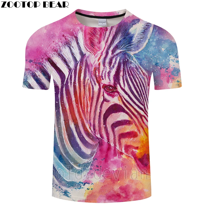 Цветные 3d футболки с животным принтом мужские и женские модные топы коротким