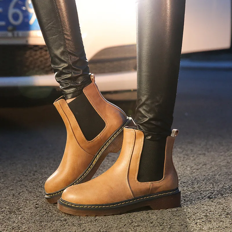 Fashion Autumn Shoes Woman Martin Boots Casual Outdoor Slip-On Spring Ankle For Women Zapatos De Mujer | Обувь