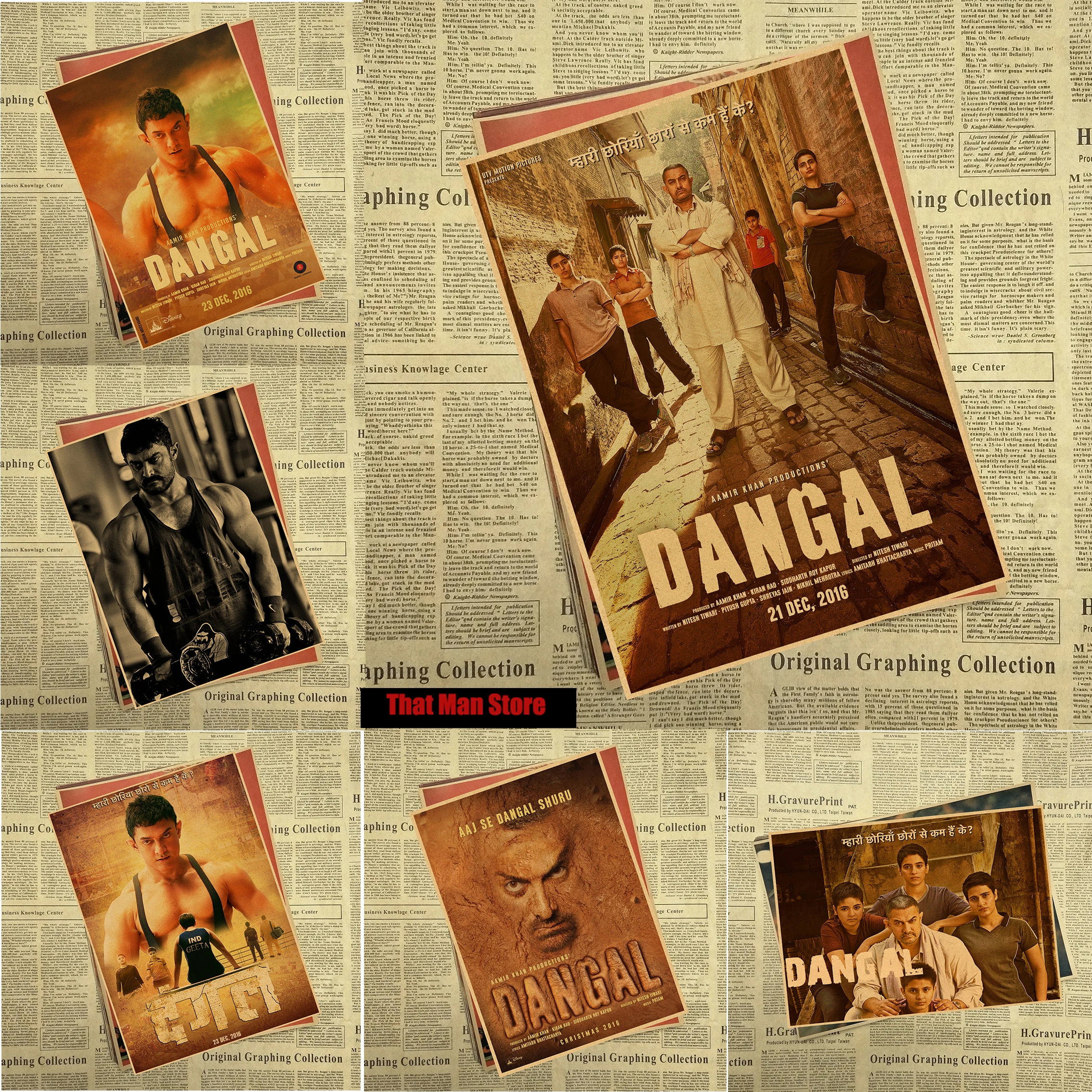 Dangal 2016 ядро Винтаж кино крафт бумага постер индийская пленка аамир Хан актер Бар