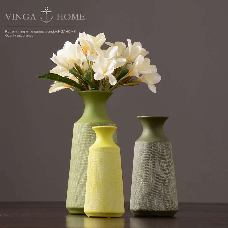 

Nordic modern ceramic creative vase home decor crafts room decoration object Pastoral Dried flowers vase pot porcelain figurines