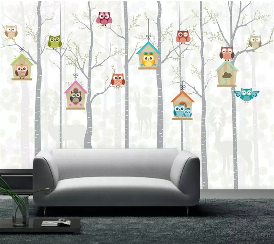 3d обои на заказ с рисунком совы для гостиной спальни | Обустройство дома