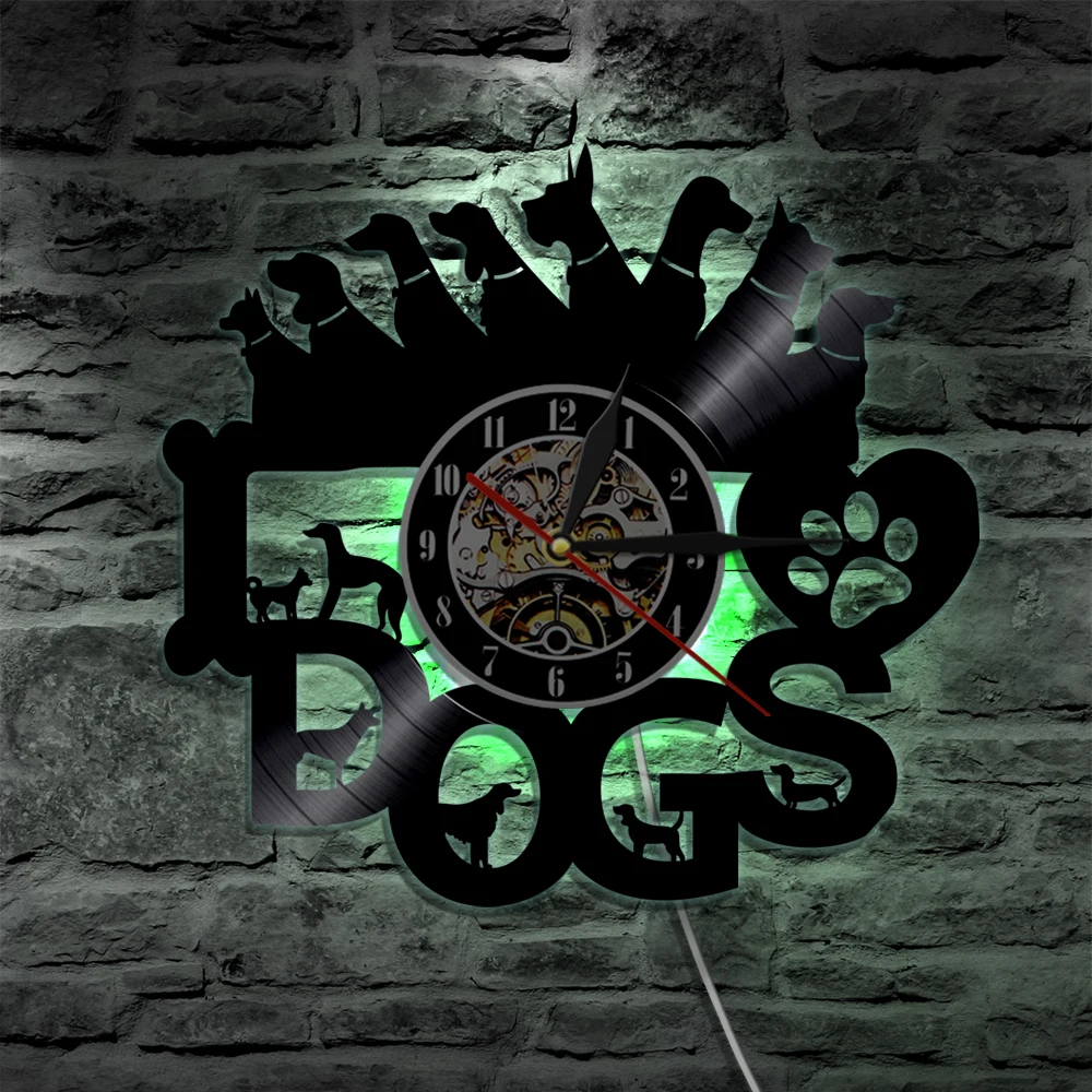 Настенные часы I Lover Dogs светодиодный светильник в винтажном стиле с изображением