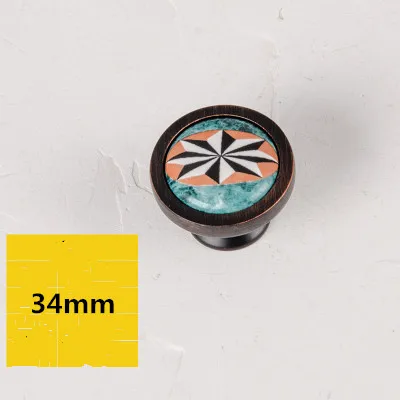 H 34mm knob 96 128 мм американская Ретро сельская керамика Кухонный шкаф дверная ручка черный античный медный ящик шкаф ручка " ORB - Цвет: H 34mm knob