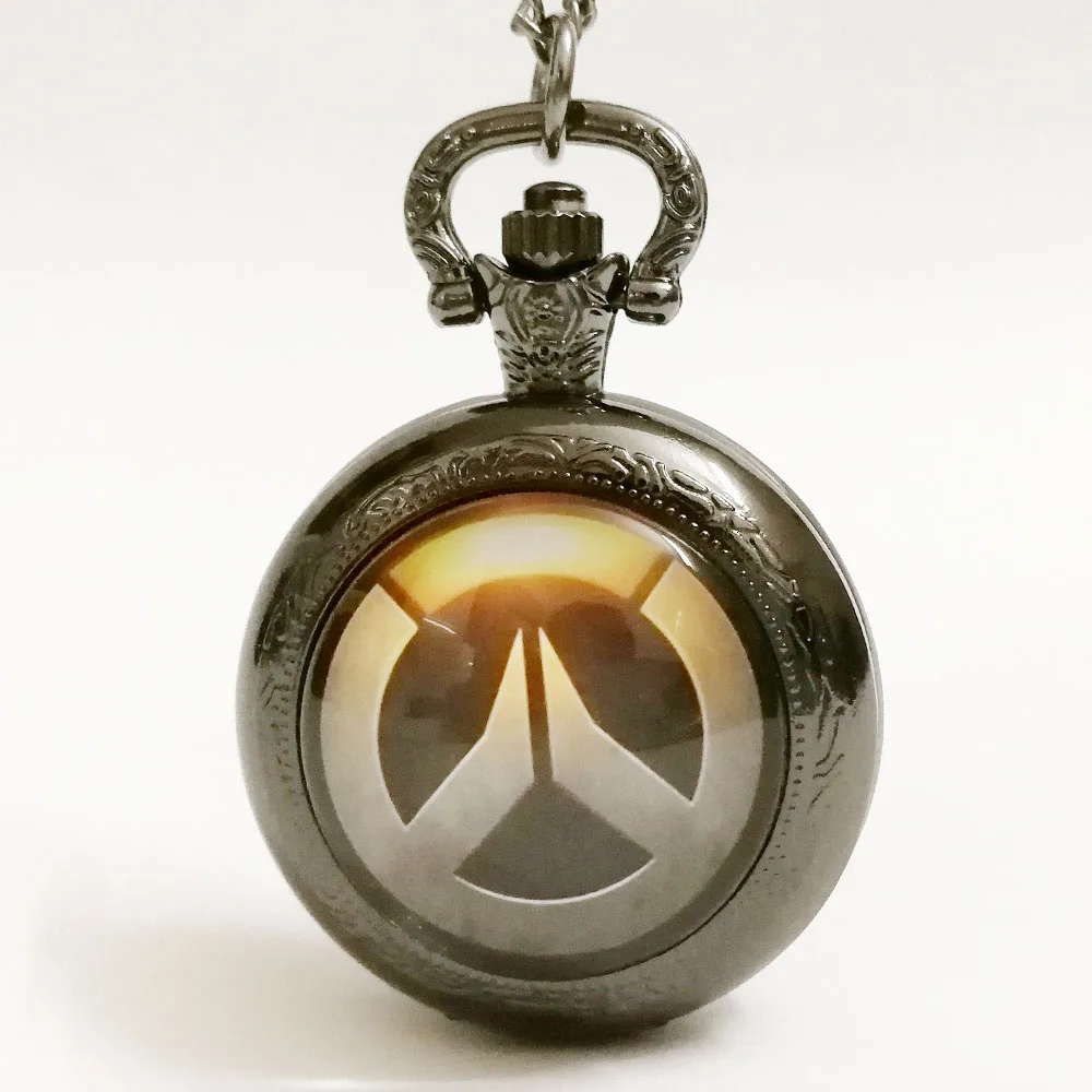 Новая мода Overwatch игра черный/серебристый/Бронзовый кварцевые карманные часы