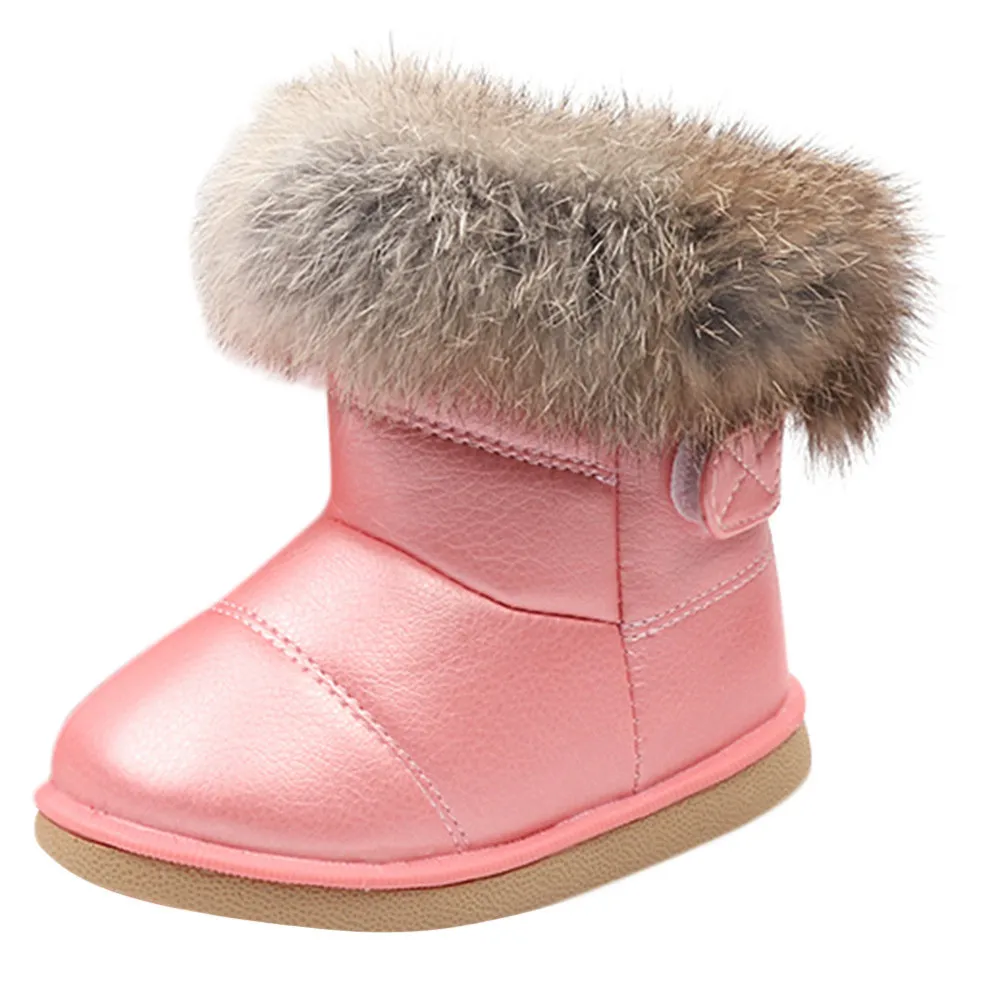 Розовый Лидер продаж; детская обувь; зимние ботинки; Детские кожаные зимние ботинки для маленьких мальчиков и девочек; теплая зимняя обувь; ботинки для маленьких детей - Цвет: Розовый