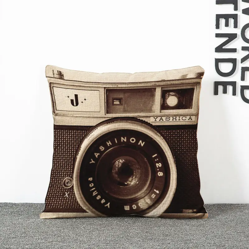 European Style Retro Camera Linen Pillow Creative Living Room Sofa Decorative Cushion Home Furnishing Leisure Throw 44*44 | Дом и сад