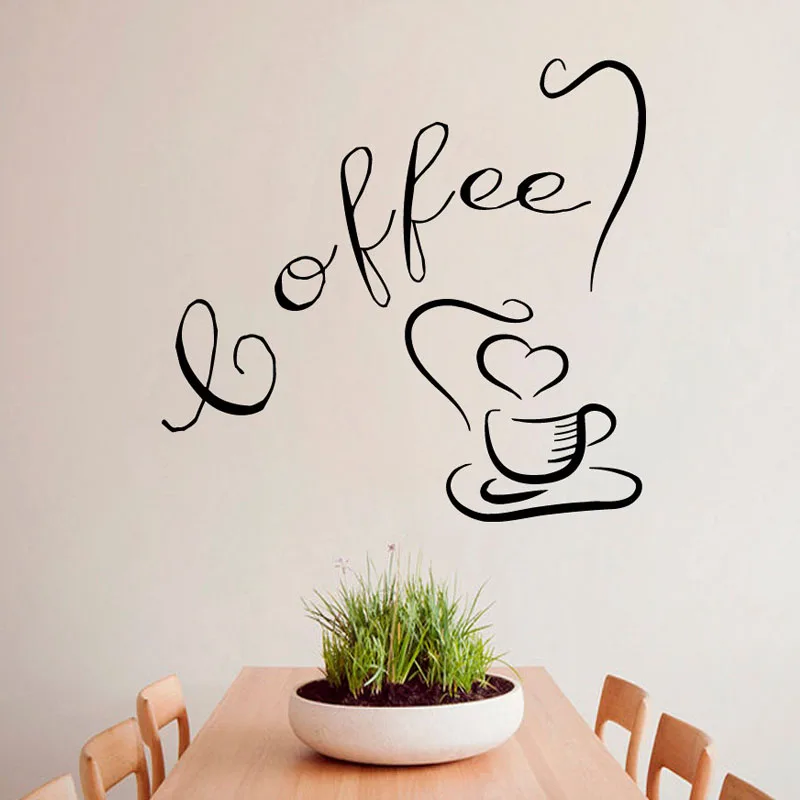 Настенная Наклейка кофейная чашка с любовью чайное время напитки кухня кафе