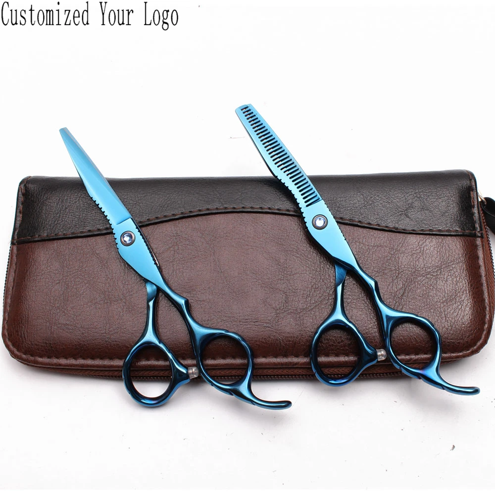 6 &quotнастроить логотип синие нержавеющие ножницы для собак профессиональные
