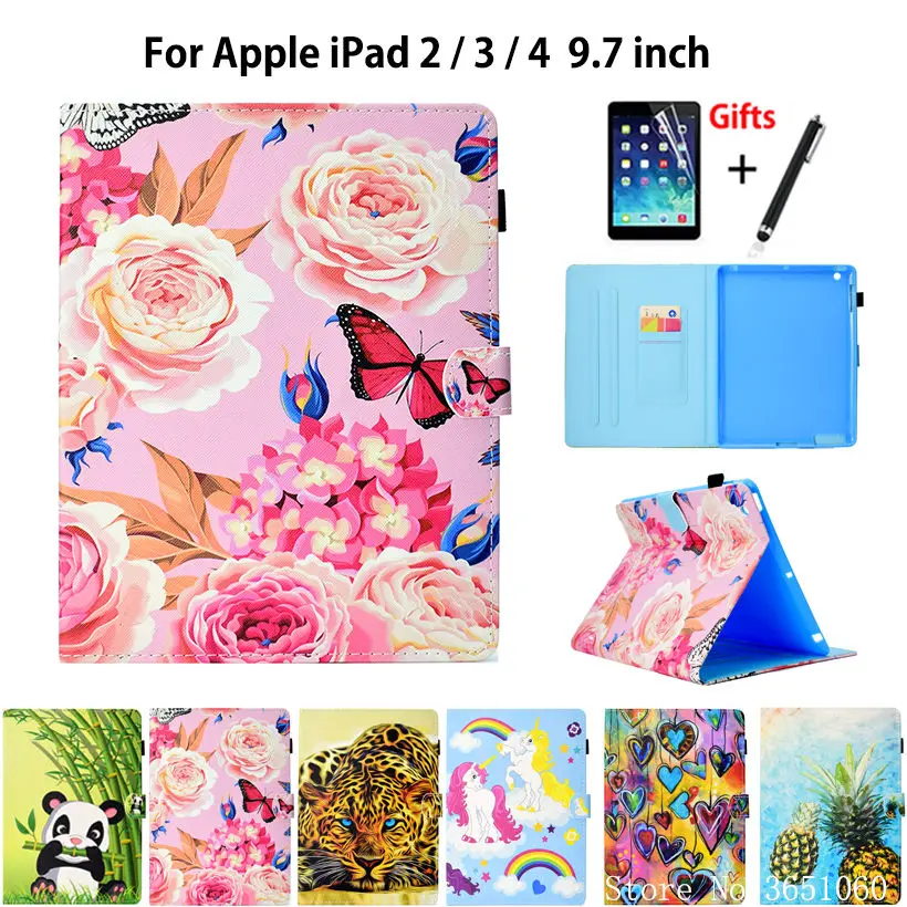Чехол с цветочным принтом и бабочками для Apple iPad 2 3 4 чехол планшета из
