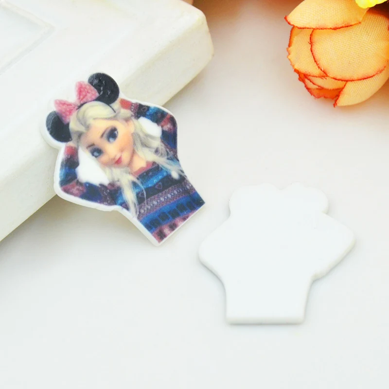 Kawaii Мультфильм плоское заднее украшение из смолы сестра Эльза королева фигурка