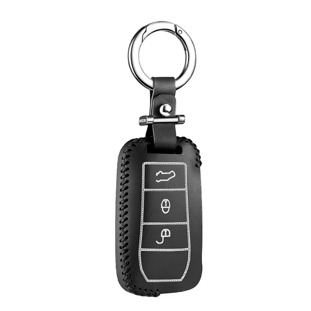 Кожаный чехол для ключей porsche cayenne 2007 2008 ключи Обложка Футляр для ключей Лидер продаж key2y - Название цвета: Черный