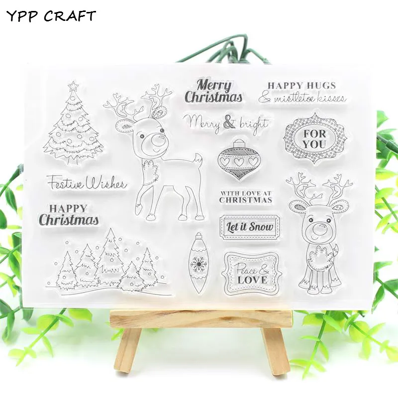 Прозрачный силиконовый штамп с рождественским оленем YPP CRAFT/печать для