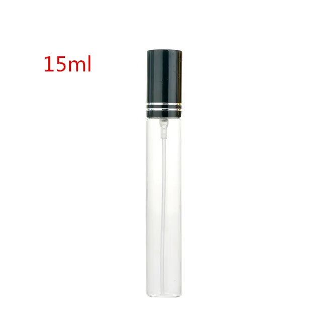 

100pcs/lot 5ml 10ml 15ml Portable Black Glass Perfume Bottle With Atomizer Empty Cosmetic Containers For Travel
