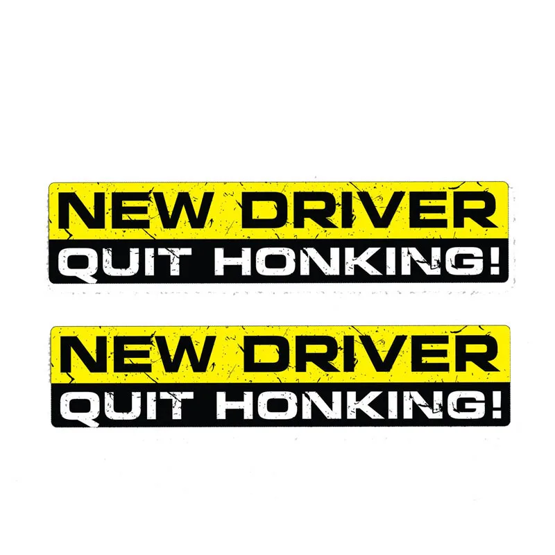 

YJZT 2X 15CM*3CM Warning NEW DRIVER QUIT HONKING Reflective Car Sticker PVC Decal 12-1209