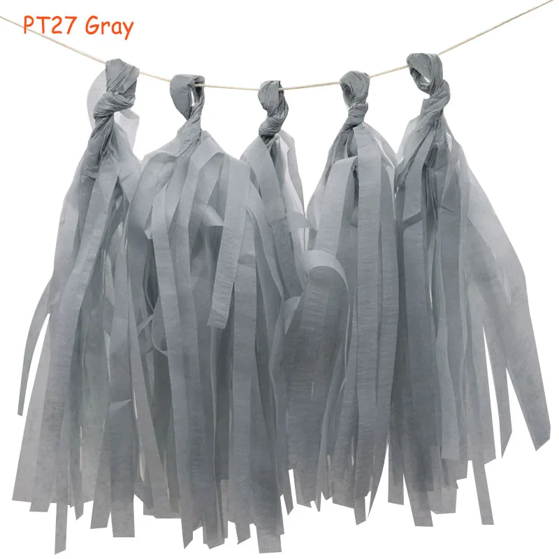PT27 gray 5 листов/Лот Декоративные DIY тканевая бумага кисточка гирлянда бахрома фон из флажков Гирлянда Свадьба День Рождения Вечеринка украшения - Цвет: PT27 gray
