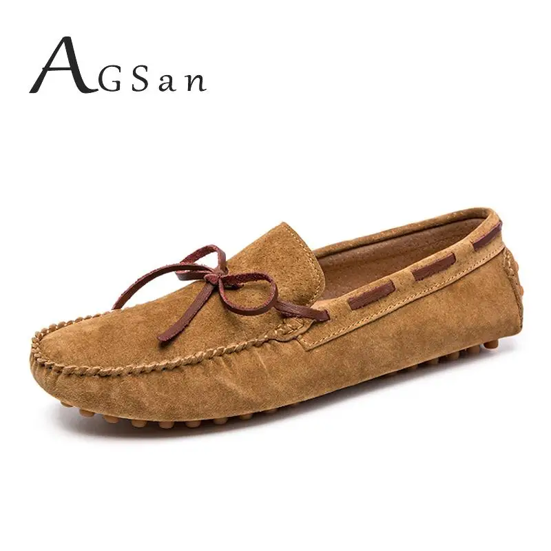 AGSan Breathable Suede Leather Men Loafers Big Size Slip On Casual Shoes Moccasin Italian Driving Boat | Обувь