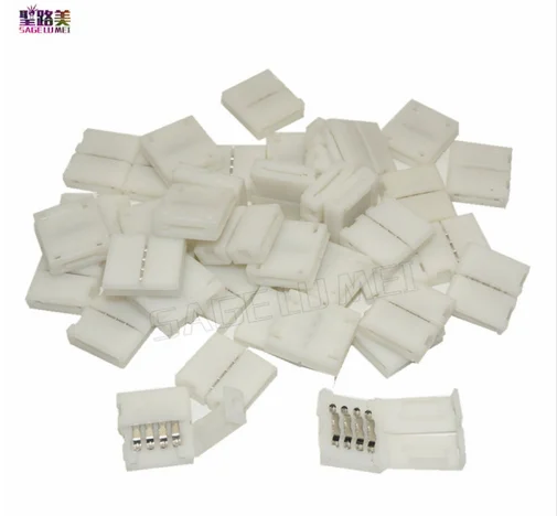 Free shipping Mini 4pin 10mm RGB Connector white for 5050 LED Strip Lighting 4pins NO Solderless Any angle easy connect | Обустройство