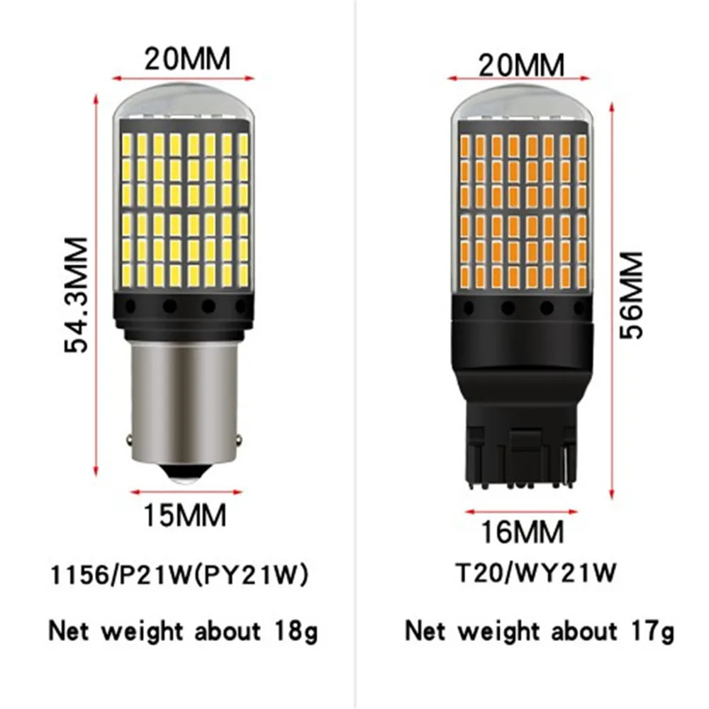 4 шт. T20 7440 W21W светодиодные лампы 3014 144smd LED CanBus No Error 1156 BA15S P21W BAU15S PY21W для указателя