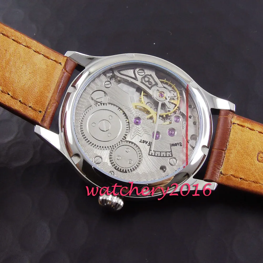 Мужские часы с белым циферблатом простой парниш 44 мм из нержавеющей стали 6498 |