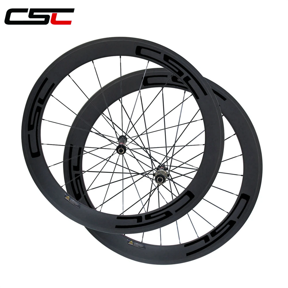 

CSC 700C 60mm Tubular Carbon Road Bike Wheelset 23mm Width Straight Pull Novatec AS511SB FS522SB hub + sapim cx ray or cn 424