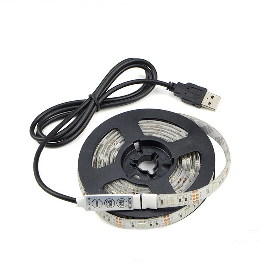 

1 шт. Светодиодная лента 5 в RGB с питанием от USB, 60 светодиодов/м, 3528 SMD, не водонепроницаемая лента для освещения ТВ фона с пультом дистанционно...