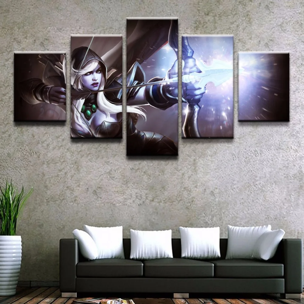 

HD печать 5 шт. DOTA 2 Drow Ranger Game холст настенная живопись плакат Современный домашний декор настенное искусство PT1508