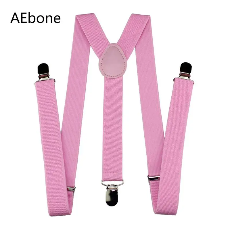 AEbone Adult Strap Suspenders Men Plain Pink Suspenders with Clip Women Suspenders for Pants Black Bretelle Donna Sua03