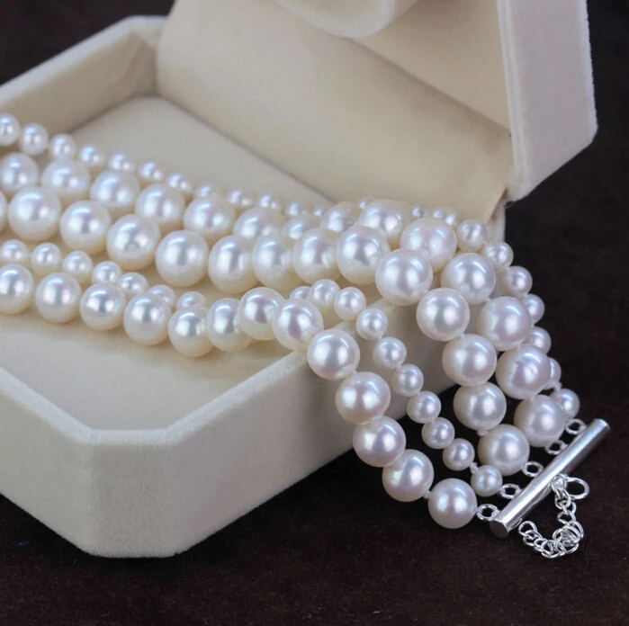 Браслет из натурального пресноводного жемчуга многослойный браслет с