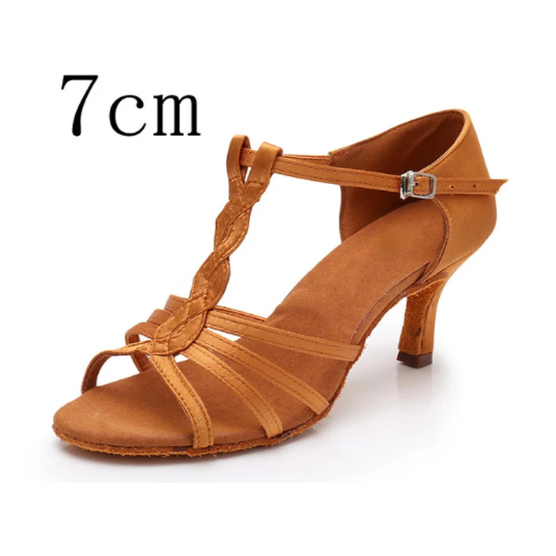 Brown 7cm Alharb новая Сальса Туфли для латинских танцев для Для женщин девочек Танго бальных танцевальные, на высоком каблуке мягкие туфли для танцев 5/7 см Бальные Обувь для танцев - Цвет: Brown 7cm