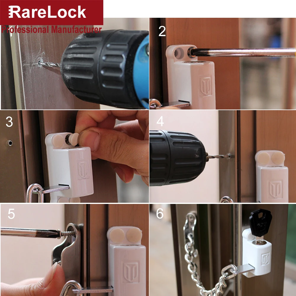 Rarelock цепочка для окна замок для раздвижной двери ванная комната балкон ребенок Домашняя безопасность офисный чехол анти-вор оборудование DIY MMS89 aa