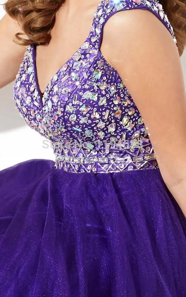 Free Shipping 2014 Sexy V neck Homecoming Dresses Crystal Mini Ball Gowns Tulle Short Party Prom Girl Open Back Design|gown for flower girl|back