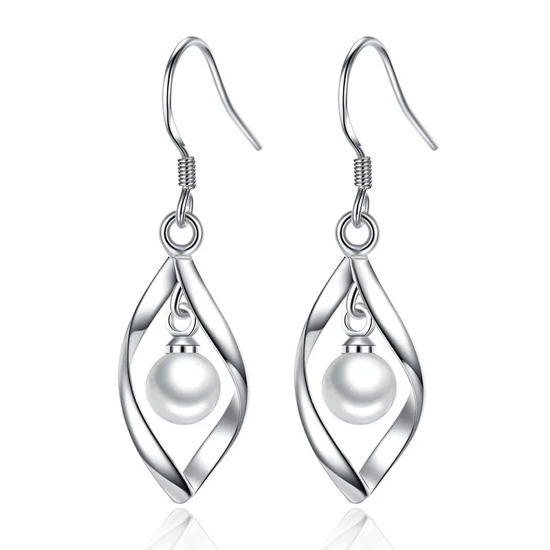style2 Utimtree трендовые 925 Висячие серьги из серебра 925 пробы Свадебные ювелирные изделия модный вращающийся дизайн хрустальные длинные женские серьги аксессуар - Окраска металла: style2
