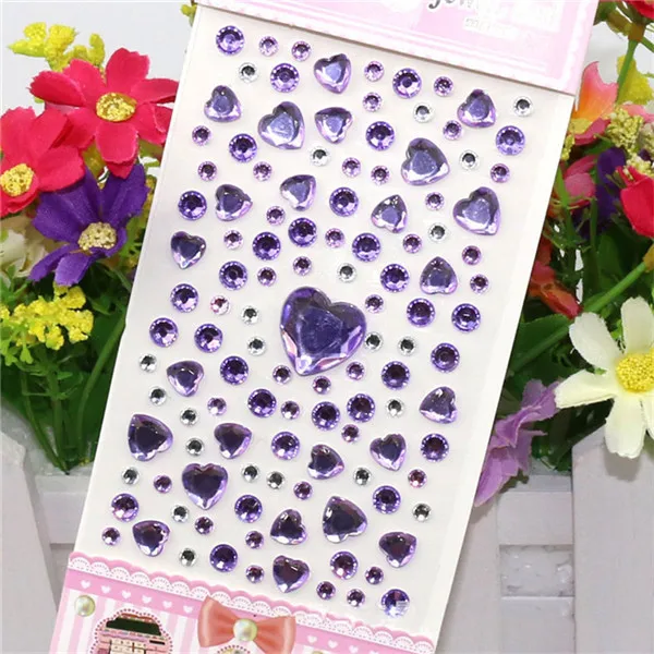 purple 2pcs Мобильный телефон декоративные наклейки diy оформлены акриловые diy производства случайные наклейки флэш-акриловая красота мобильные аксессуары - Цвет: purple 2pcs