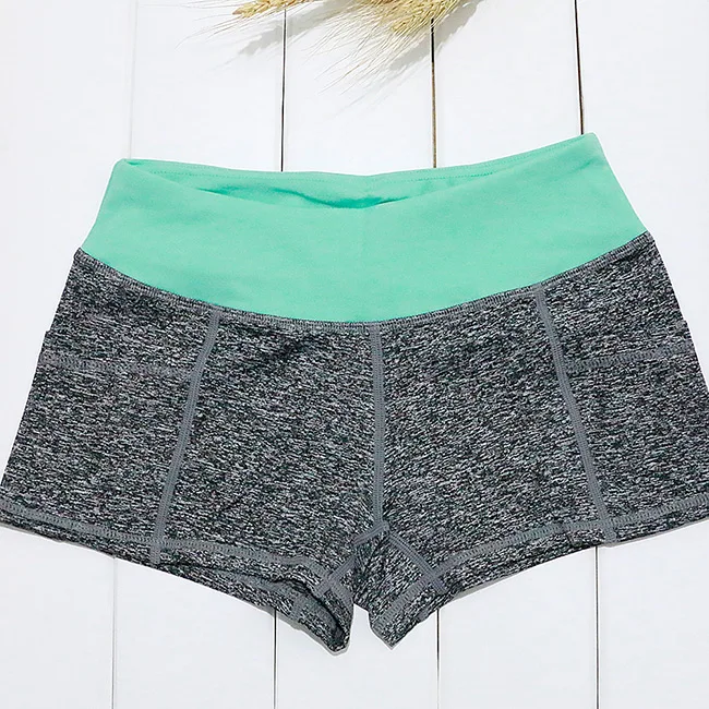 green and gray BLESSKISS, женские спортивные шорты для фитнеса, для спортзала, йоги, шорты для девушек, сухой крой, спандекс, LULU, для бега, спортивная одежда, короткие, для бега, колготки - Цвет: green and gray
