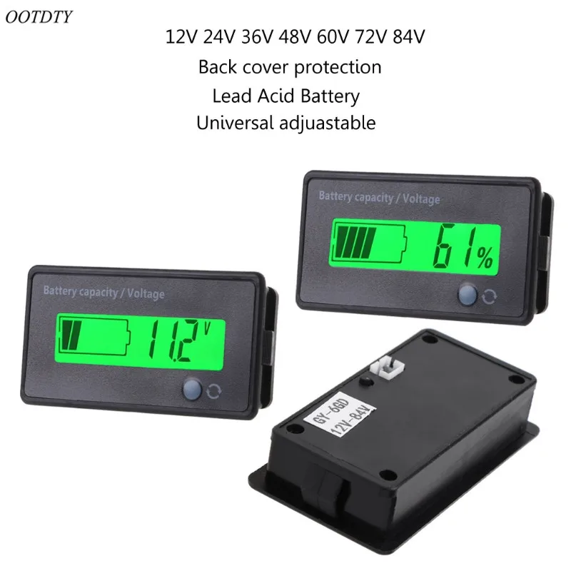 OOTDTY 12V 84V Индикатор емкости свинцово кислотной батареи Измеритель Напряжения