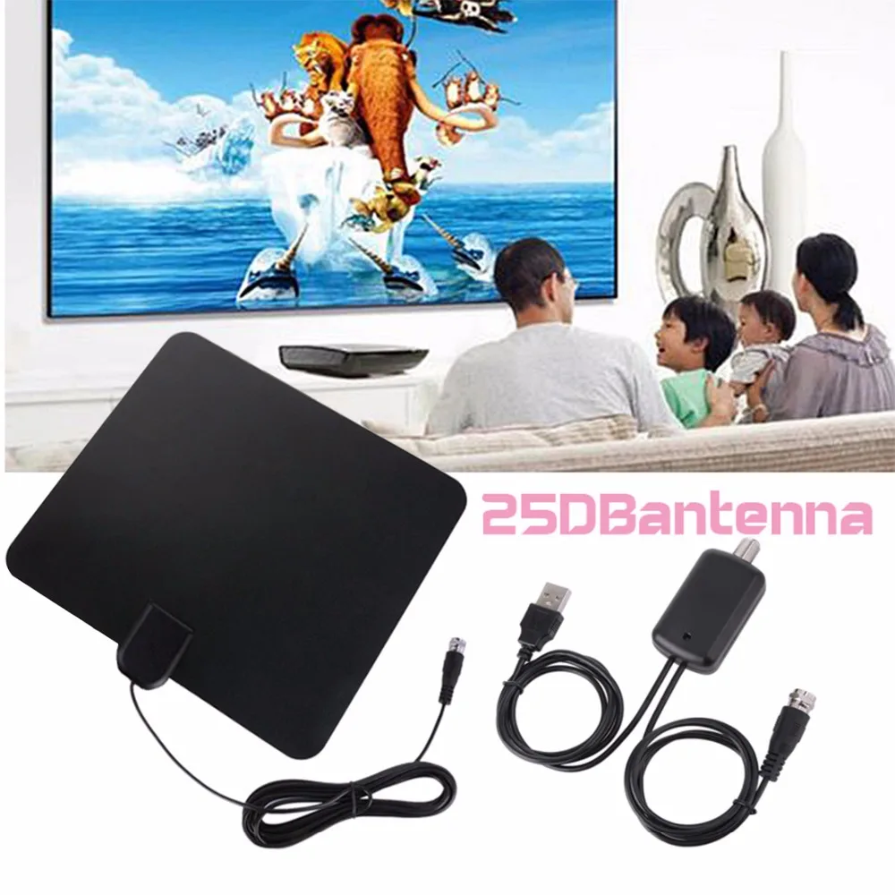 100 миль цифровой HD ТВ indoor антенну с усилитель сигнала Фокс Antena Бесплатная Aerial DVB T2/
