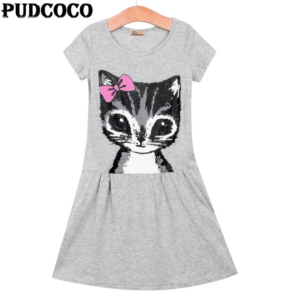 Детское фатиновое платье-пачка с принтом кошек серое или розовое | Детская одежда