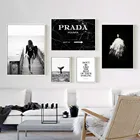 Модный плакат с надписью женщины серфинга в скандинавском стиле искусственная Картина на холсте черная белая картина принты для гостиной для домашнего декора