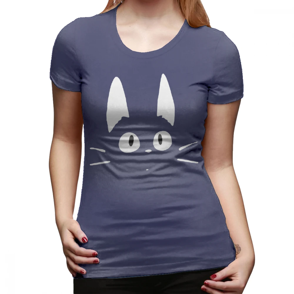 Япония кошка футболка Jiji Kiki S Сервис Футболка короткий рукав белая женская футболка уличная одежда с круглым вырезом Женская футболка - Цвет: Тёмно-синий