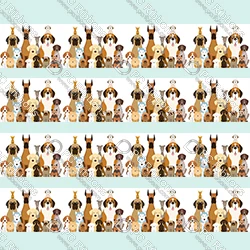 cartoon ribbon 2 Custom cartoon cute hound printed grosgrain ribbon fold over elastic printing ribbons DIY hair accessories band 50 yards - Цвет: cartoon ribbon 2