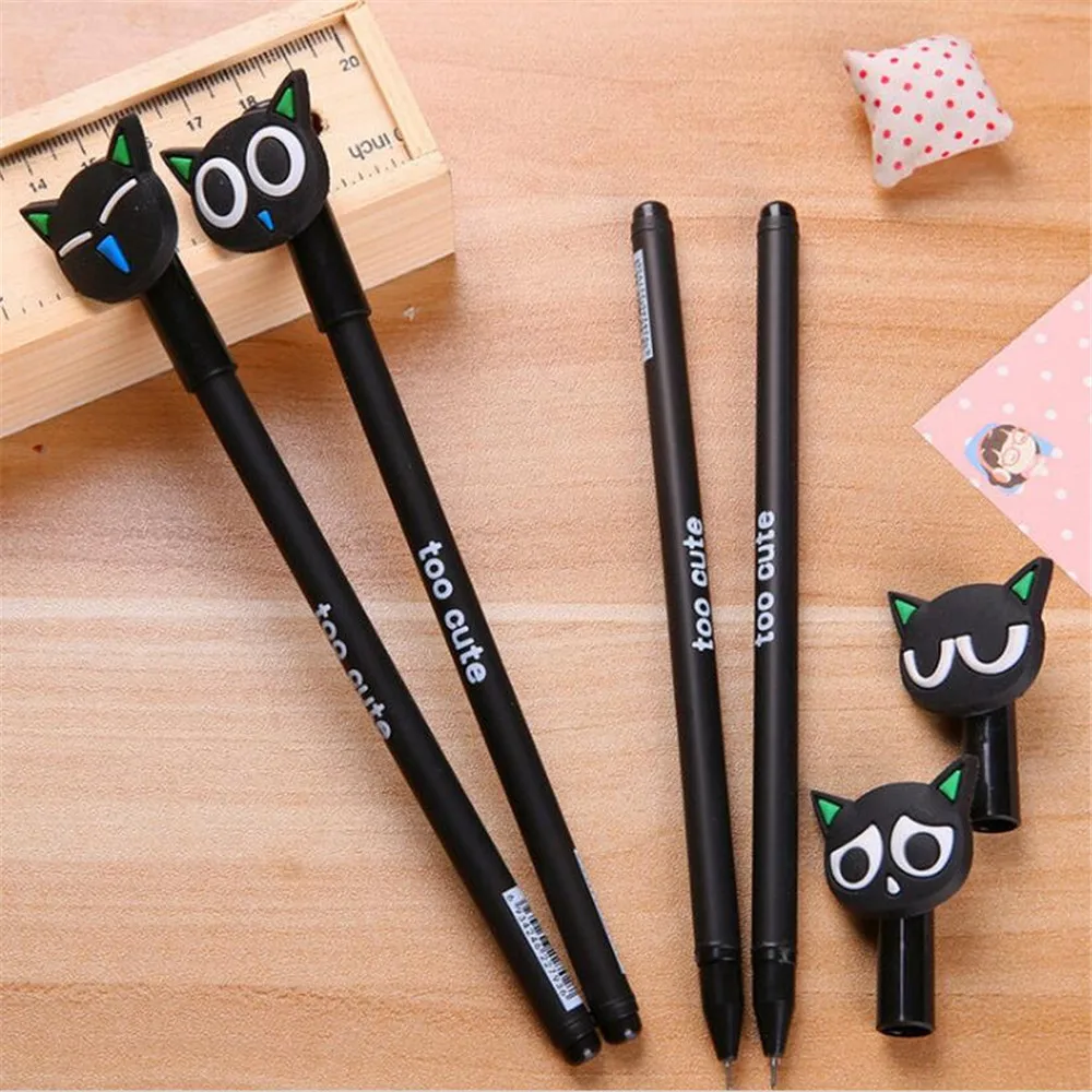 Новая Черная гелевая чернильная ручка для кошек школы школьные принадлежности