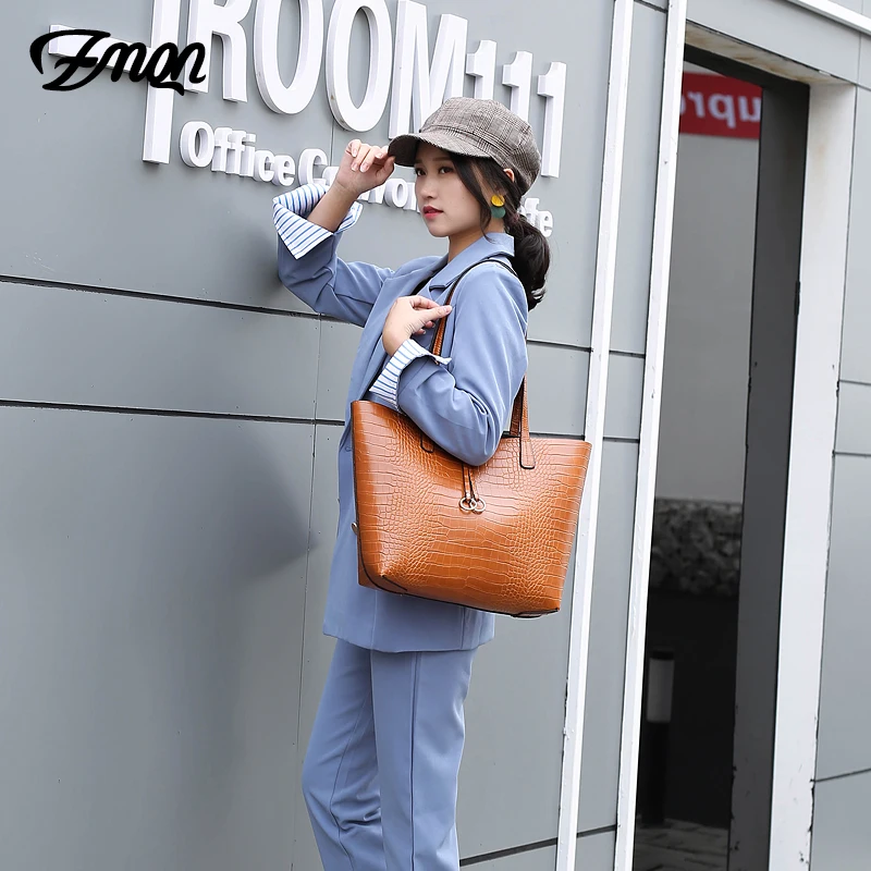 

ZMQN Luxury Handbags Women Bags Designer Big Tote Female Set Bags For Women 2020 Leather Ladies Hand Bags Women's Crocodile C663