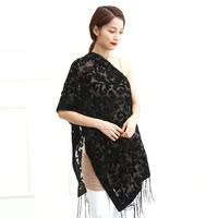 usa new black velvet burnout scarf female wedding shawl baroque muslim hijab style wrap pashmina gift for lovers