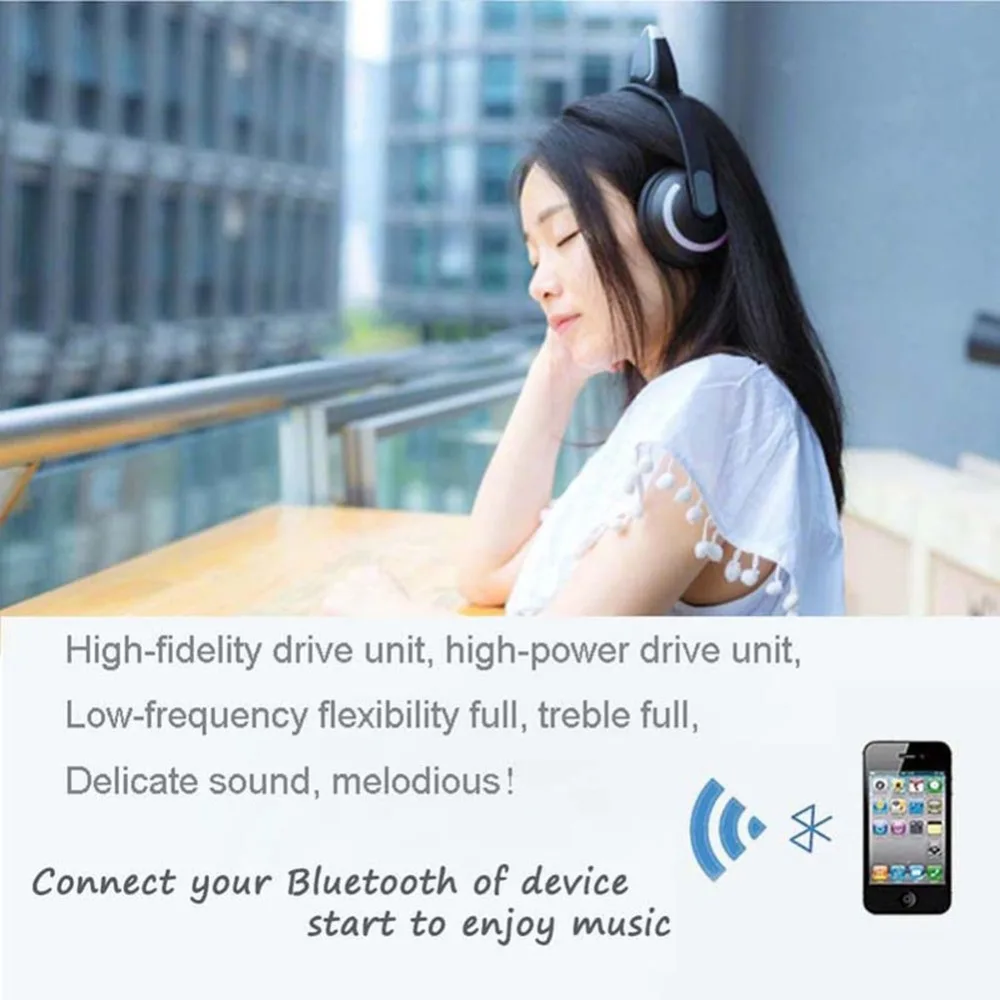 EGizmo Беспроводная Bluetooth стерео игровая гарнитура кошачьи уши светодиодный