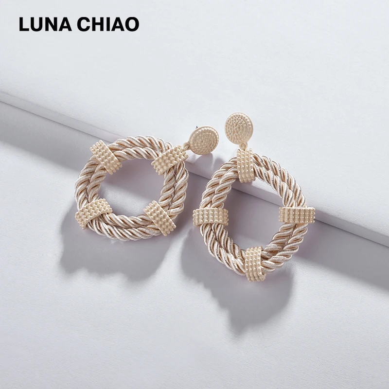 Большие массивные серьги LUNA CHIAO из нейлоновой веревки овальной формы для женщин
