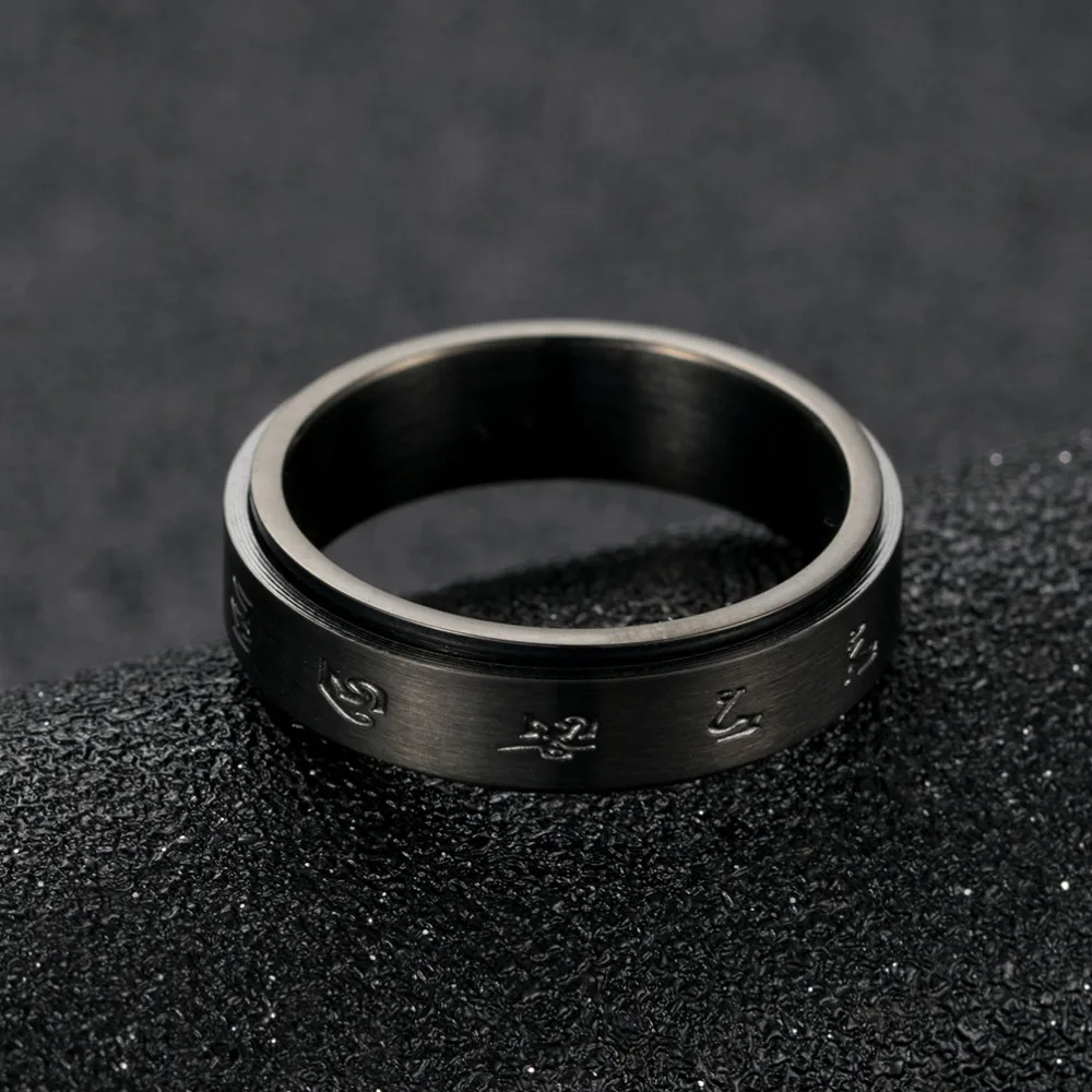 Кольцо-спиннер мужское двухслойное из титановой стали религиозная буддийская