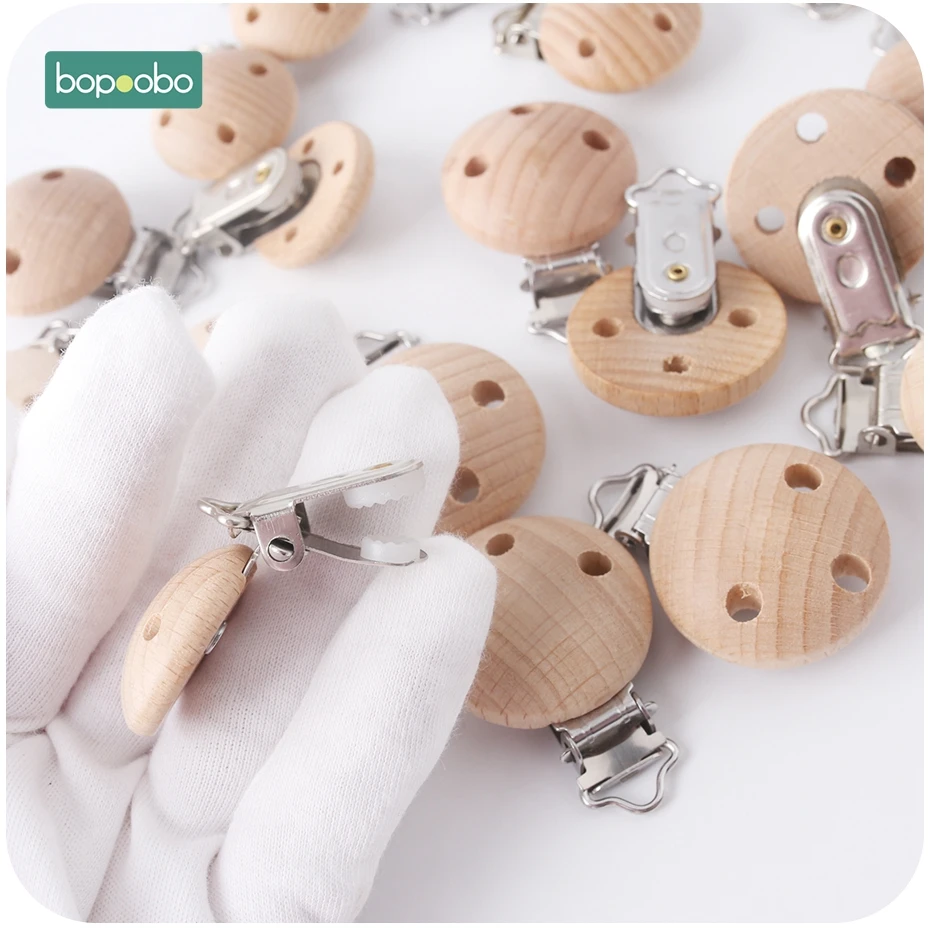 Bopoobo, 2 шт., деревянная соска, Детские аксессуары, деревянная Соска с животным, металлические зажимы, держатель, сердце, соска, деревянный детский Прорезыватель