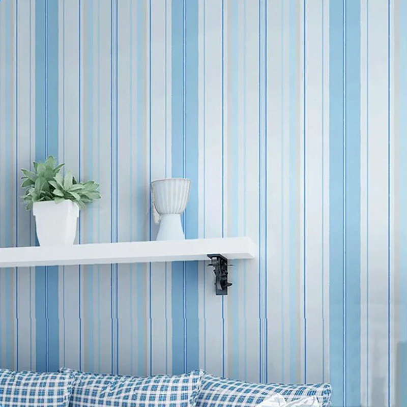 Средиземноморские синие розовые вертикальные полоски нетканые обои для