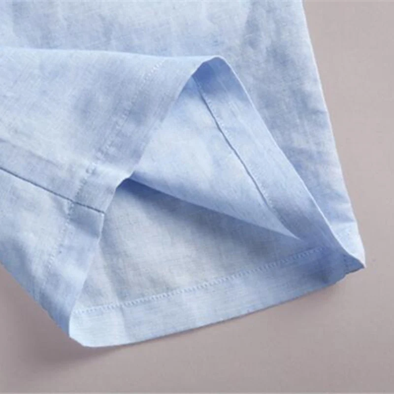 

Men Boys Cotton Linen Shorts Summer Thin Casual Knee Length Straight Solid Low Waist Fashion Half Trousers 5 Colors 200-A729