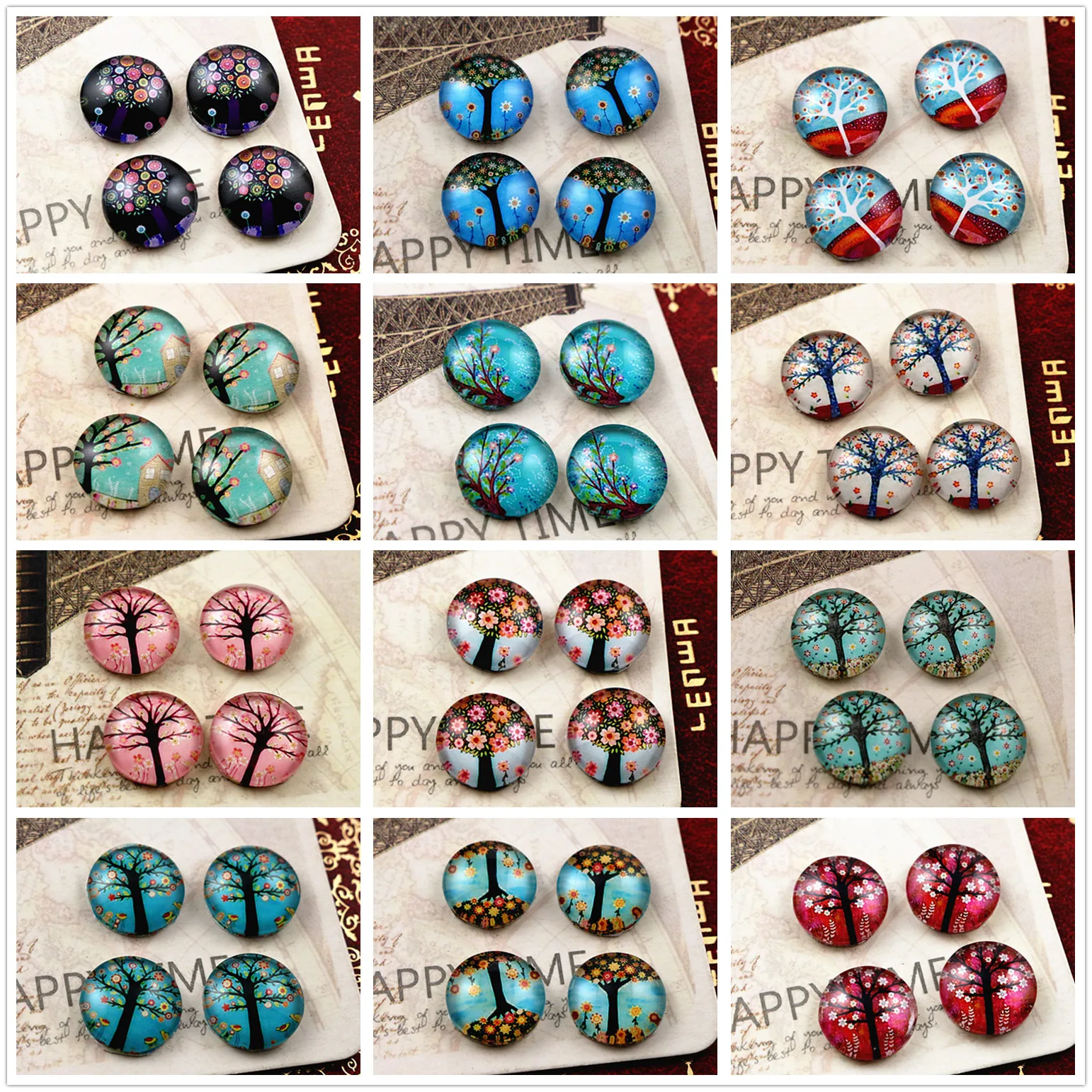 

Hot Sale 20pcs 12mm Handmade Photo Glass Cabochons (Lovely tree series)